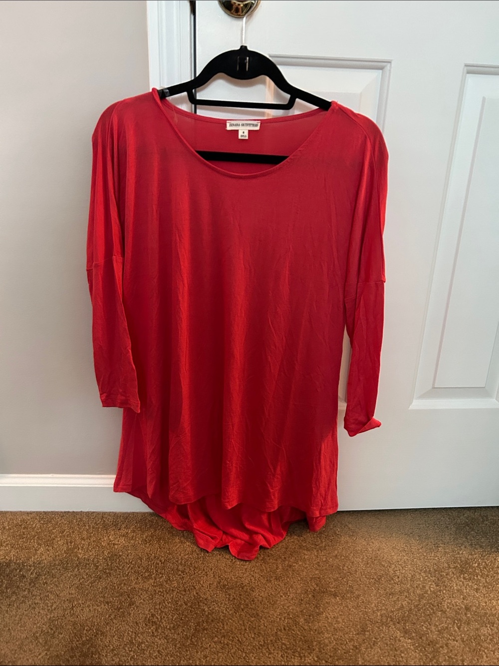 Zenana Outfitters Coral Red Scoop Neck Tunic